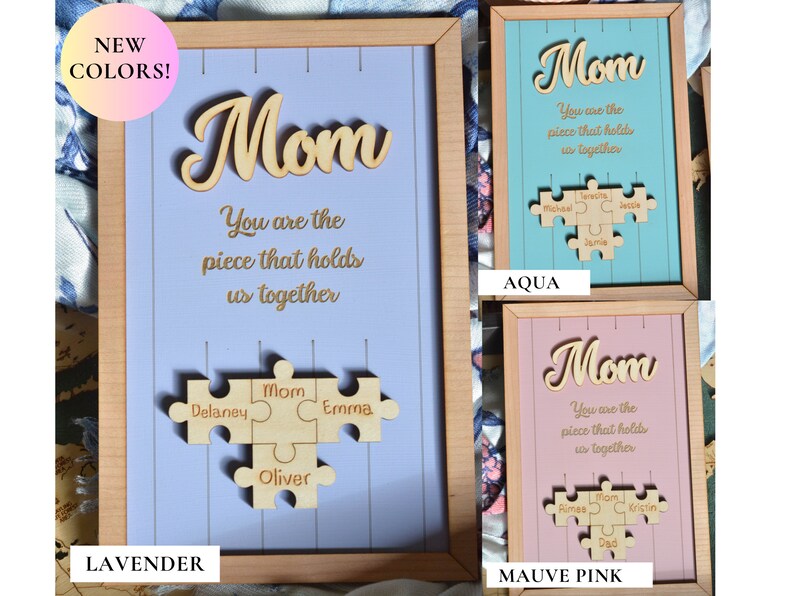 Mom Puzzle Sign Custom Engraved Wood Sign Piece That Holds Us Together Mother's Day Gift