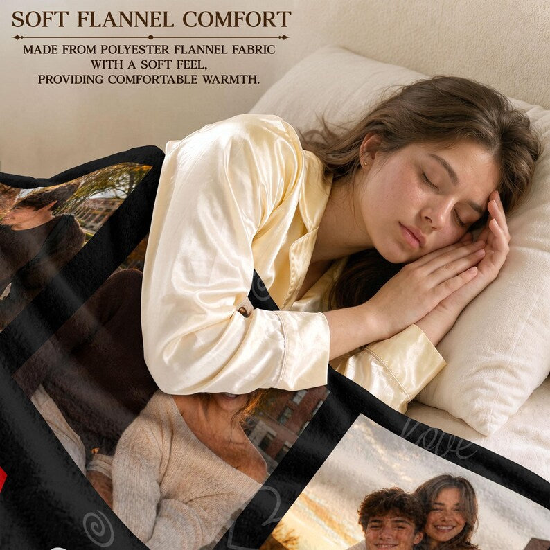 Custom Photo Blanket for Couple, Personalized Couple Blanket, Family Photo Collage Blanket, Anniversary Wedding Gift