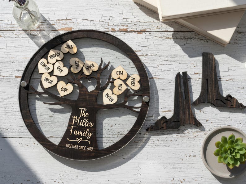 Personalized Wooden "Family Tree" Acrylic Plaque — Custom-Signed By Grandchildren: A Special Gift For Grandma