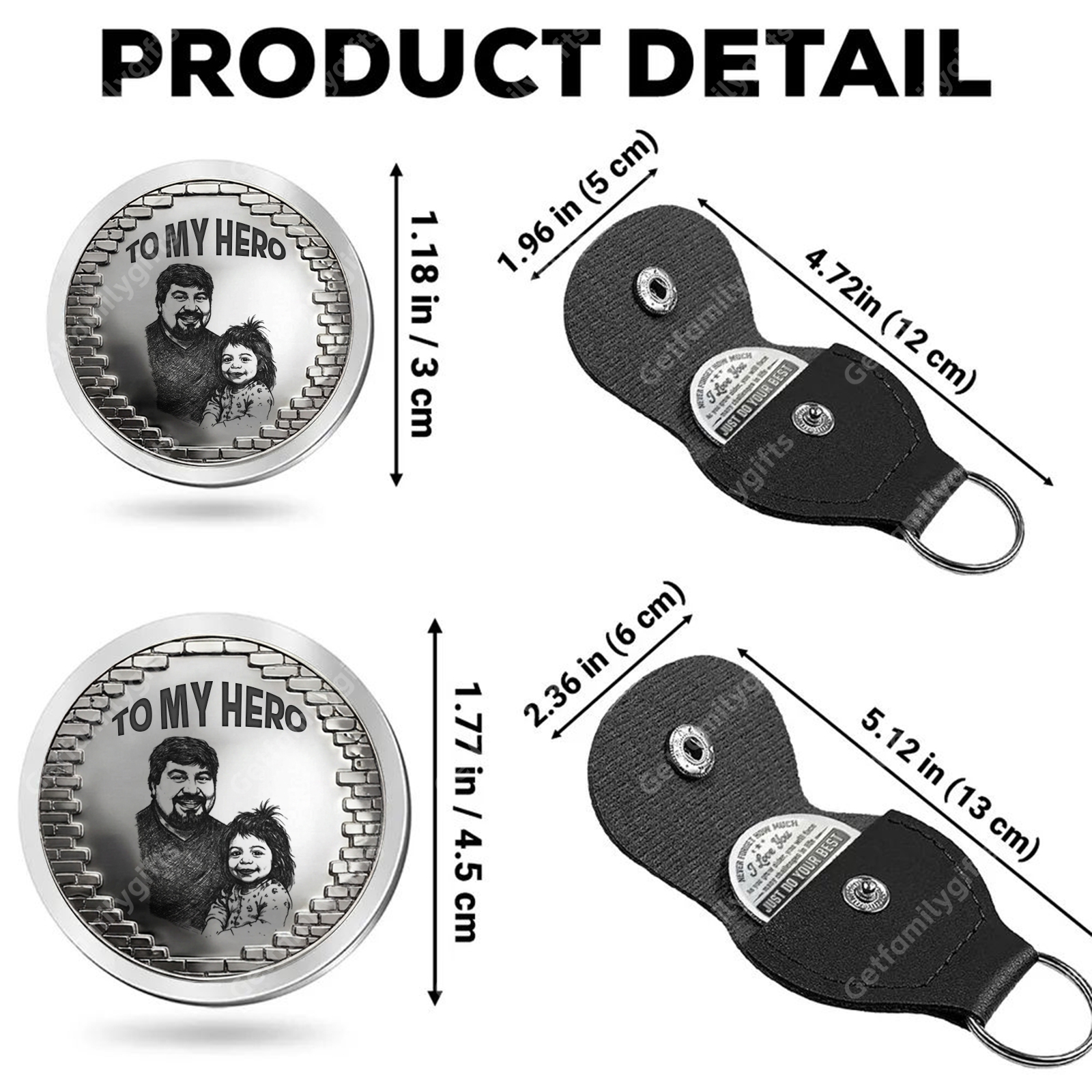 To My Hero Personalized Custom Pocket Hug Coin-Father's Day Gift