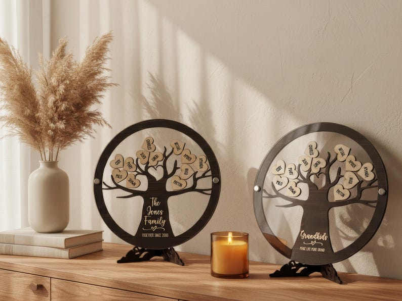 Personalized Wooden "Family Tree" Acrylic Plaque — Custom-Signed By Grandchildren: A Special Gift For Grandma
