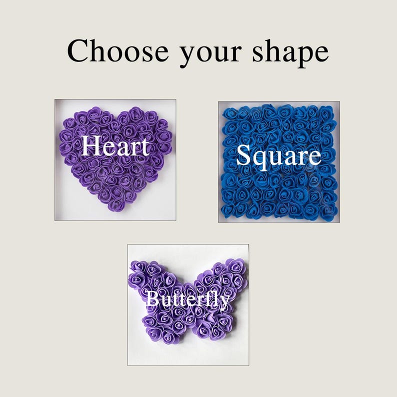 Mother's Day personalized Mom Flower Shadow Box, Customized Heart-Shaped Flower Shadow Box