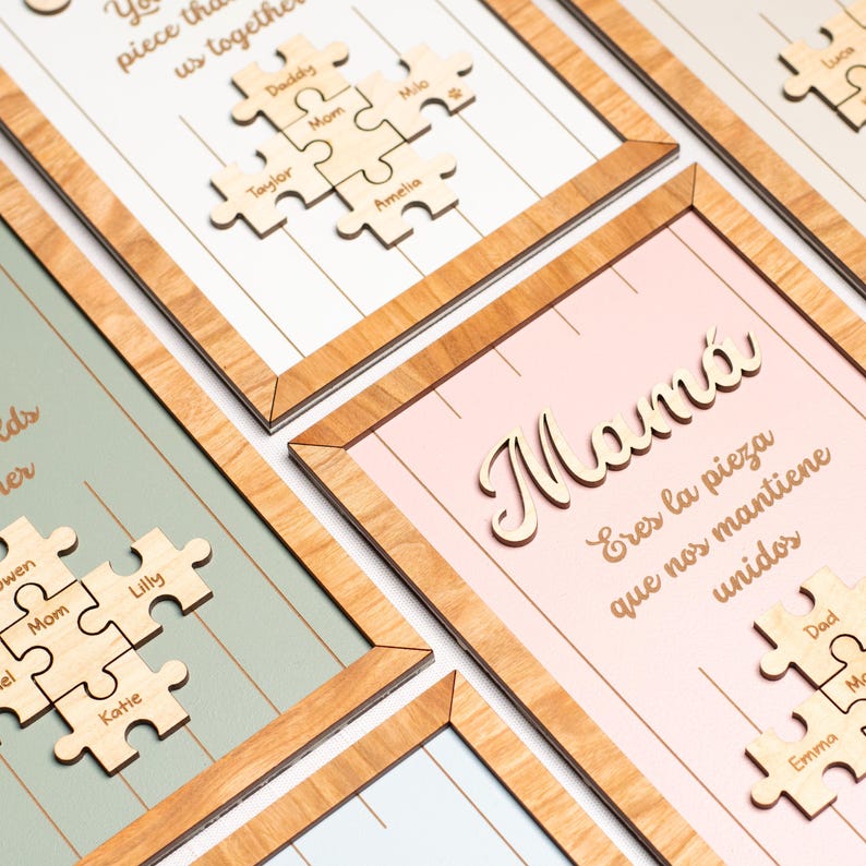 Mom Puzzle Sign Custom Engraved Wood Sign Piece That Holds Us Together Mother's Day Gift