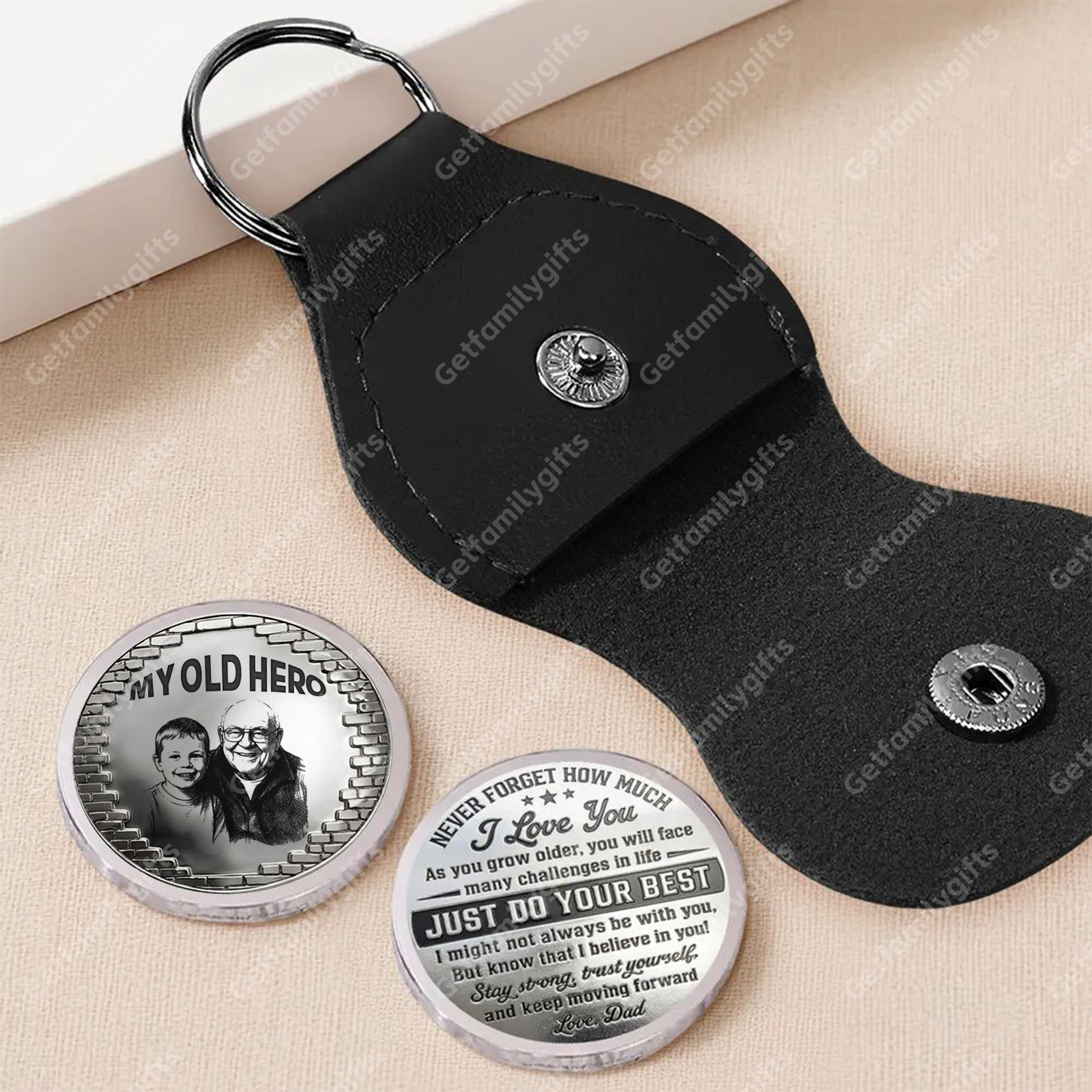 To My Hero Personalized Custom Pocket Hug Coin-Father's Day Gift