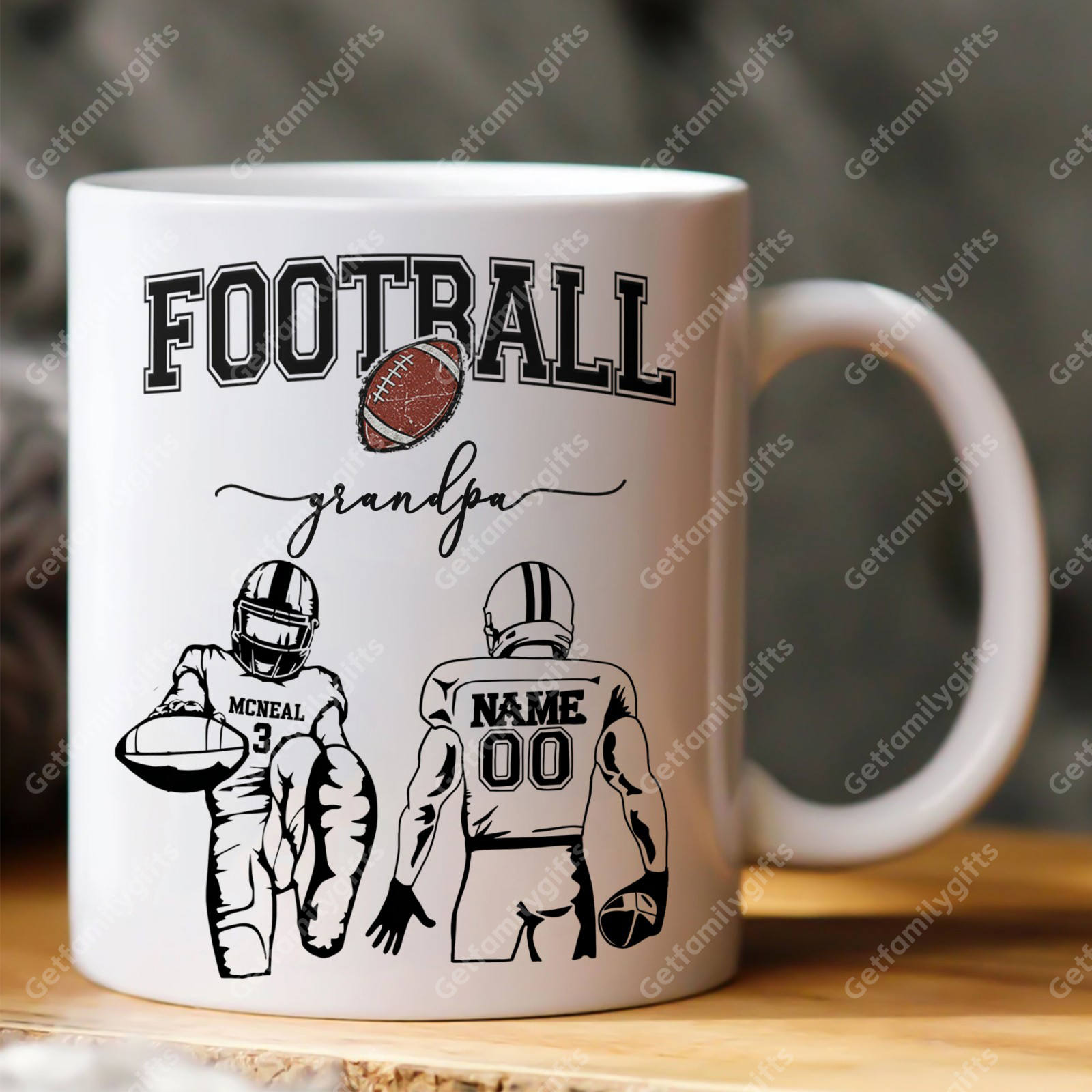 Custom Football Player Mug - Personalized Sports Design with Football Athlete Silhouette