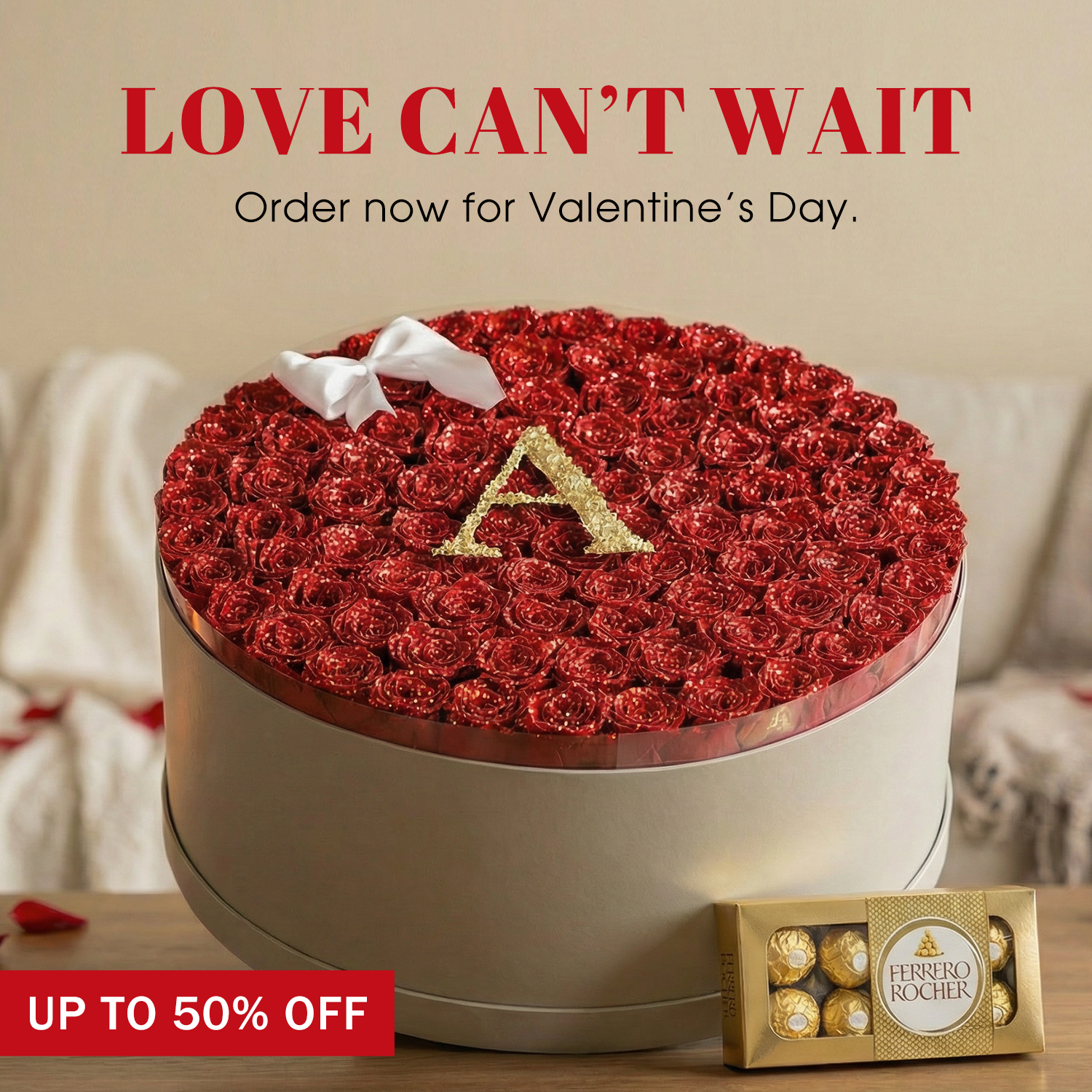 Personalized Glitter Roses With Initial