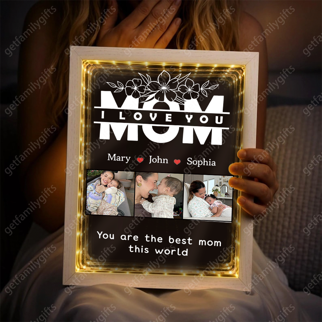 Custom MOM floral mirror light box-Mother's Day Gift