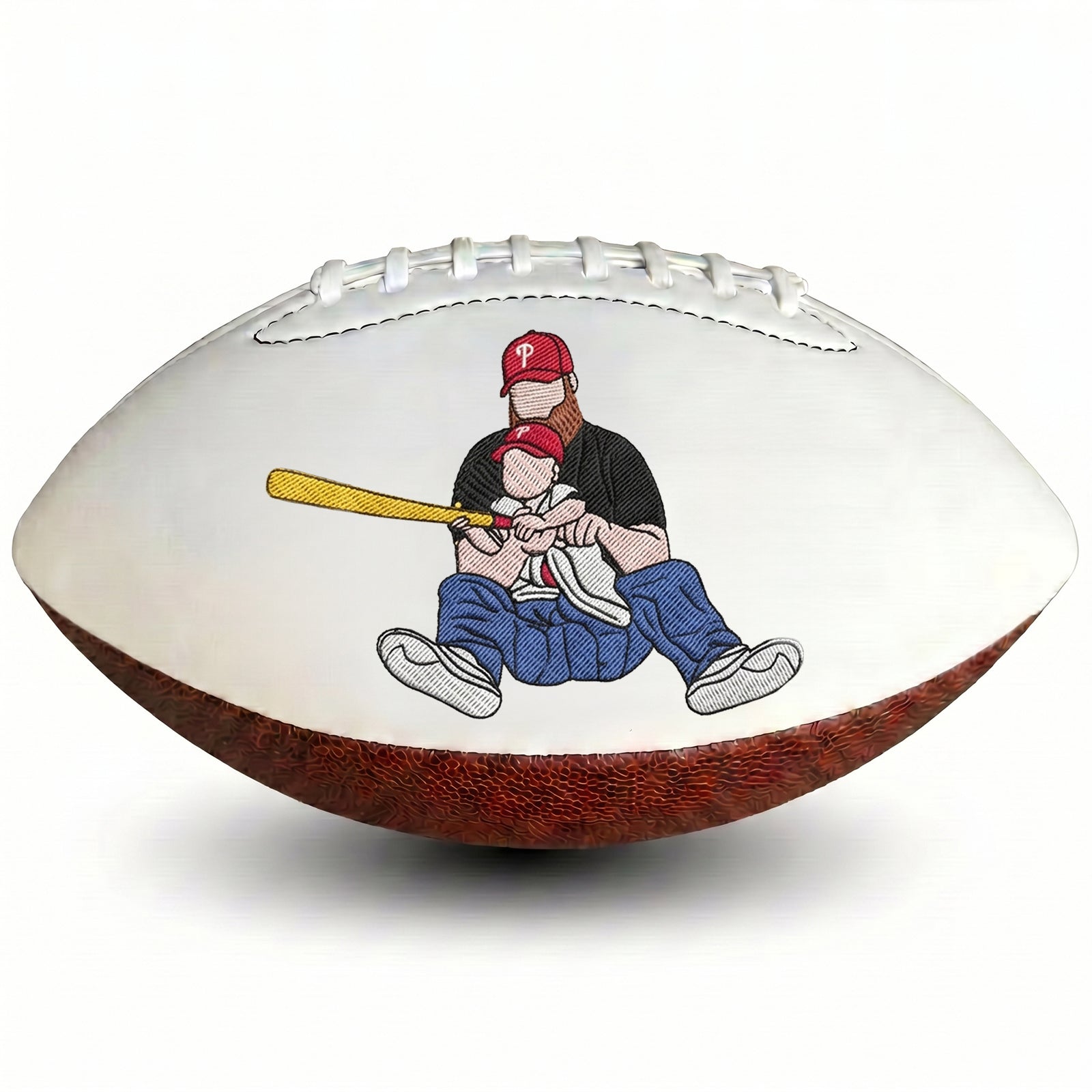 Custom Photo Embroidered Football | Full Color Father's Day Gift for Dad