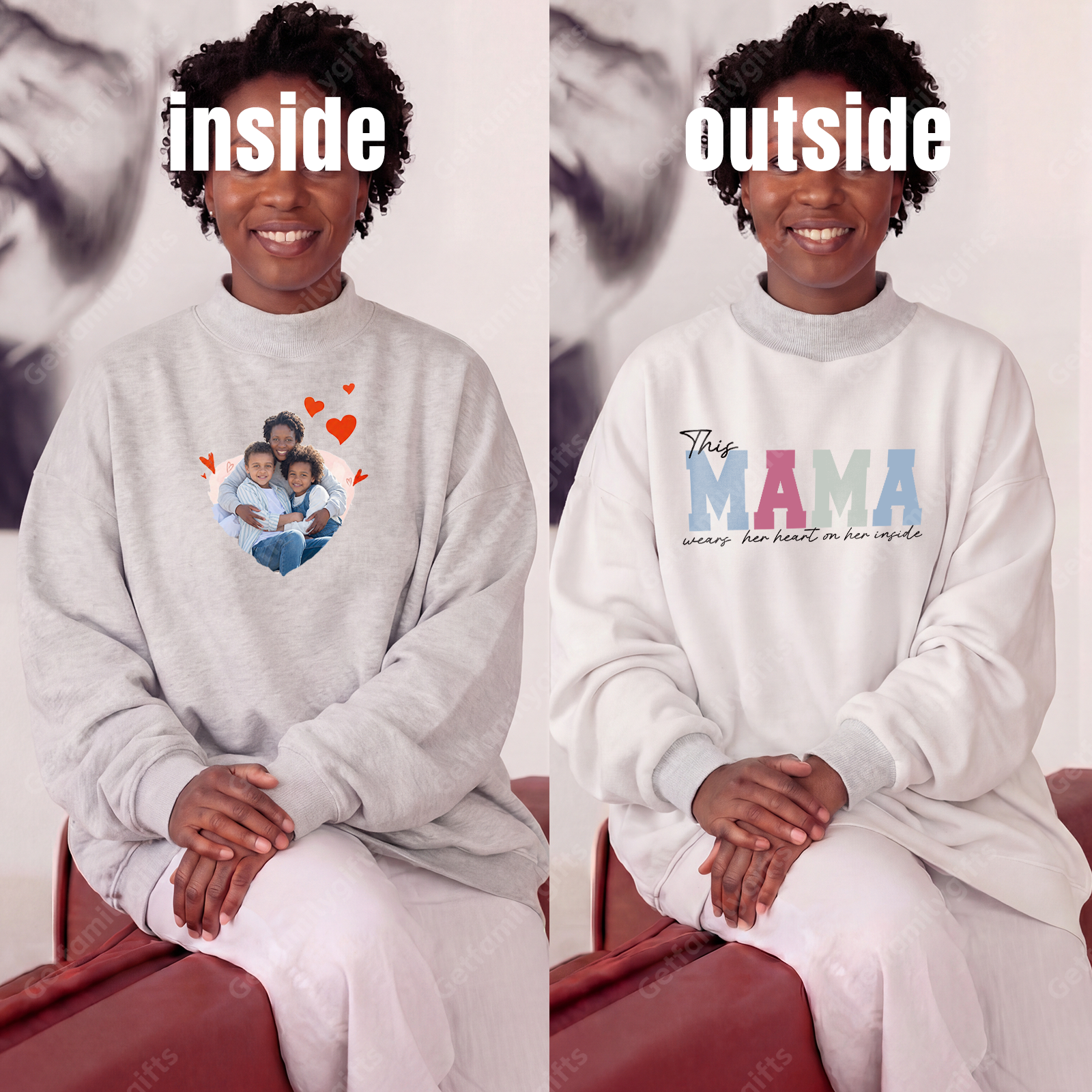 Wear Your Heart on the Inside – Custom Mama Reversible Sweatshirt