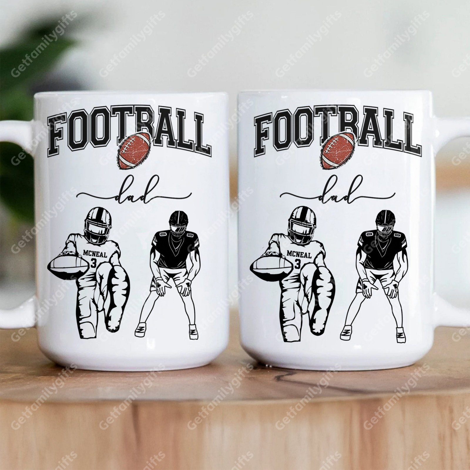 Custom Football Player Mug - Personalized Sports Design with Football Athlete Silhouette