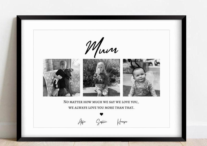Personalised Mum Photo Print With Three Pictures, Sentimental Mother’S Day Gift