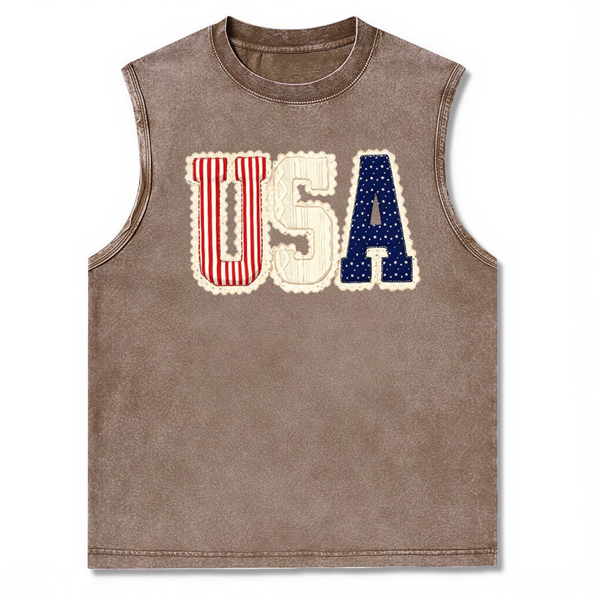 Washed USA Patriotic Tank with Custom Back Text Personalized 4th of July Top