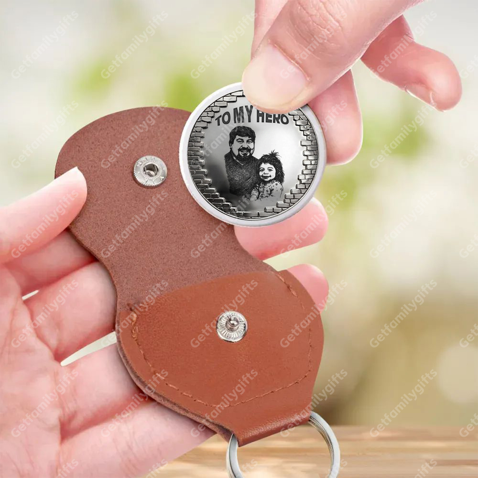 To My Hero Personalized Custom Pocket Hug Coin-Father's Day Gift