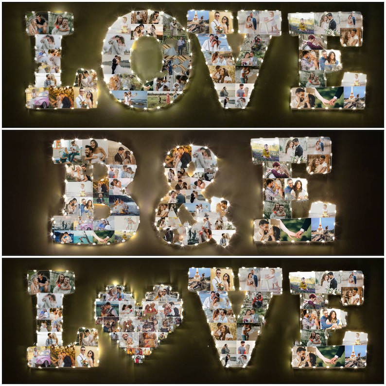 ✨Personalized Letter Photo Collage Lamp Letter V