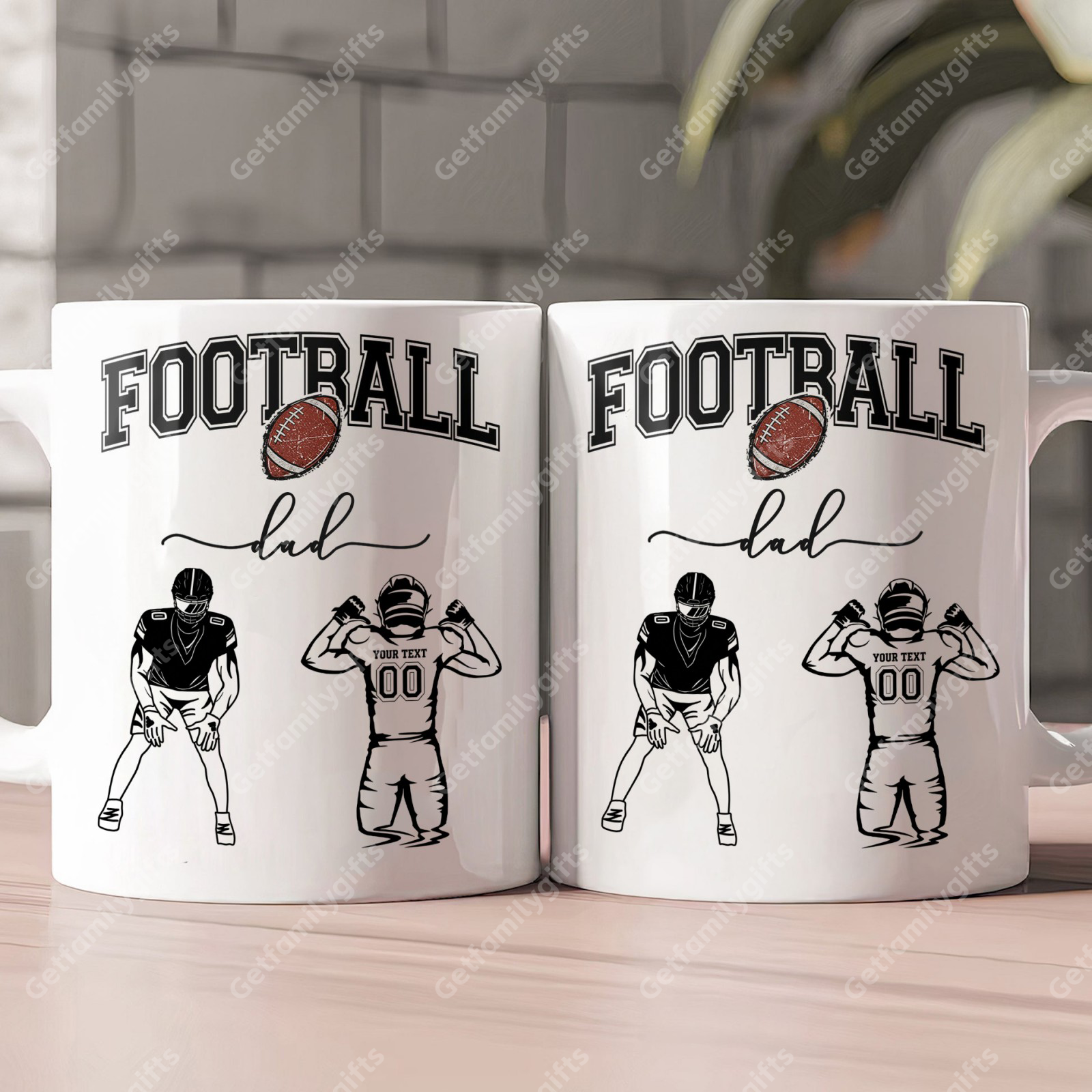 Custom Football Player Mug - Personalized Sports Design with Football Athlete Silhouette