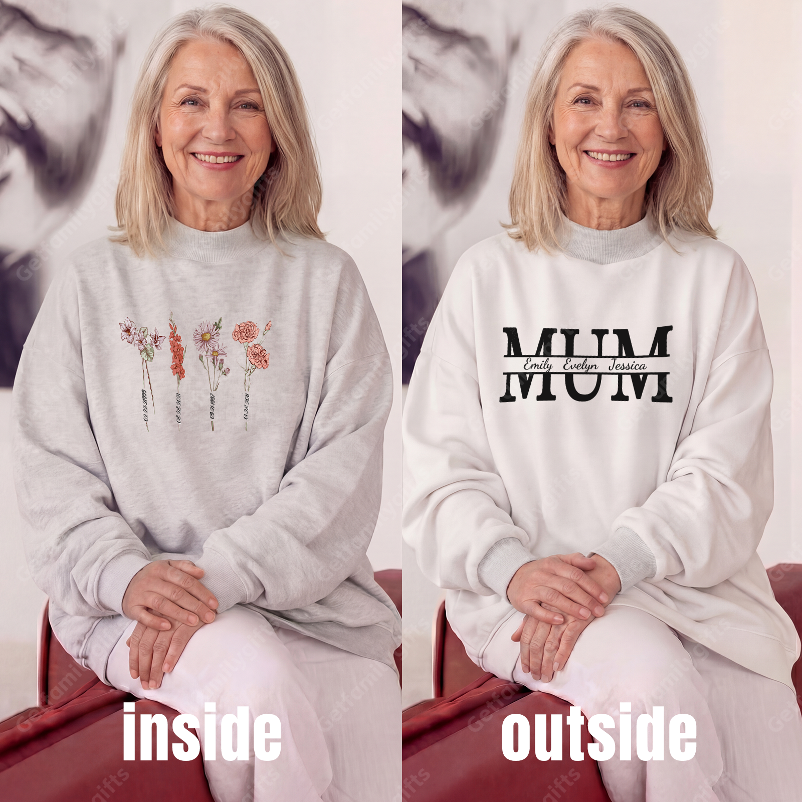 Mom's Garden – Custom Mama Reversible Birth Flower Sweatshirt