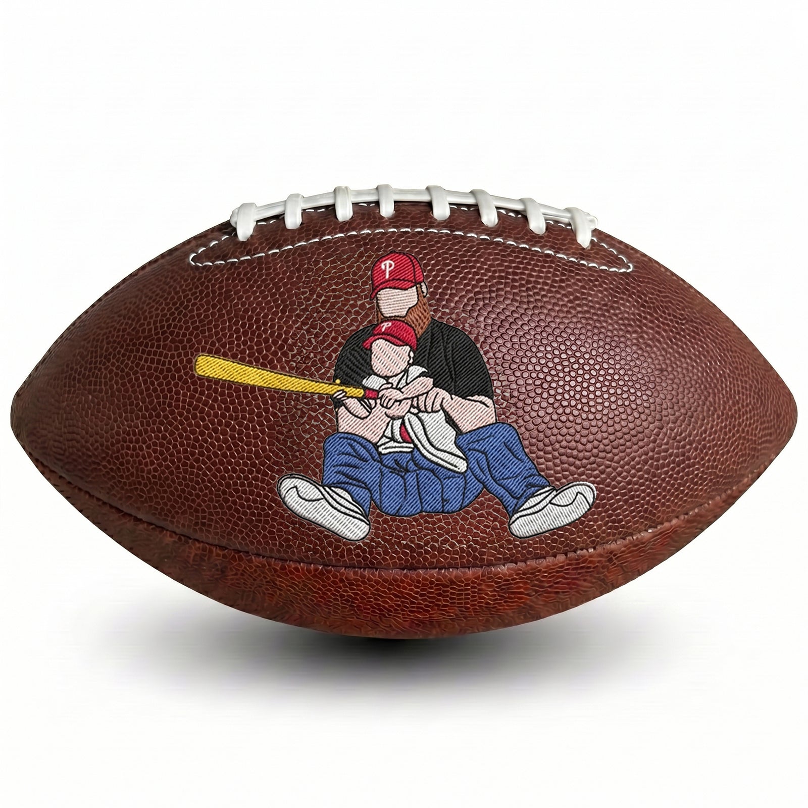 Custom Photo Embroidered Football | Full Color Father's Day Gift for Dad