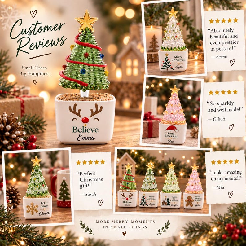 Personalized Christmas Tree Planter, Custom Glass Tree Decor, Handmade Holiday Keepsake,Christmas Gift