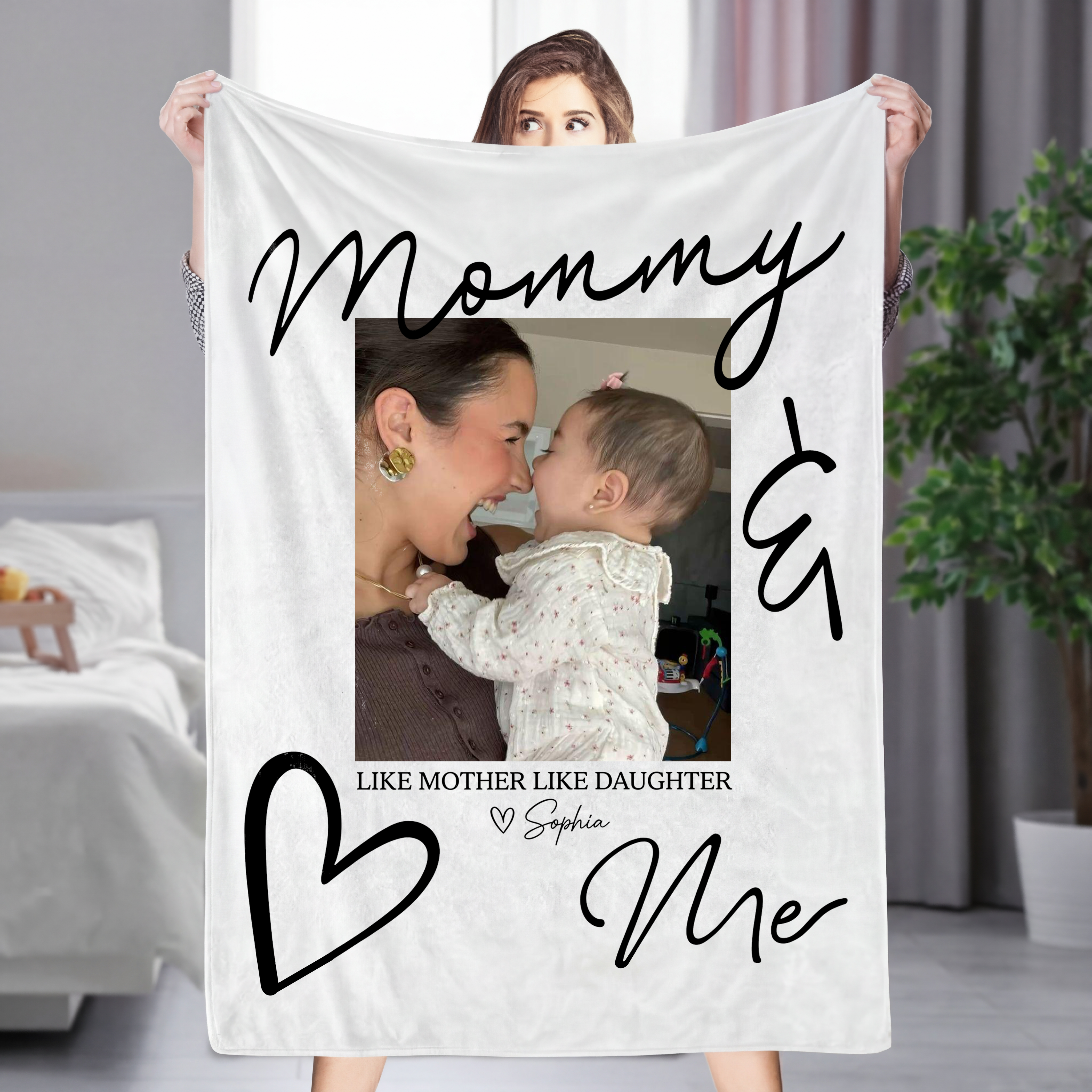 Custom Mother Daughter Photo Blanket – A Bond of Love