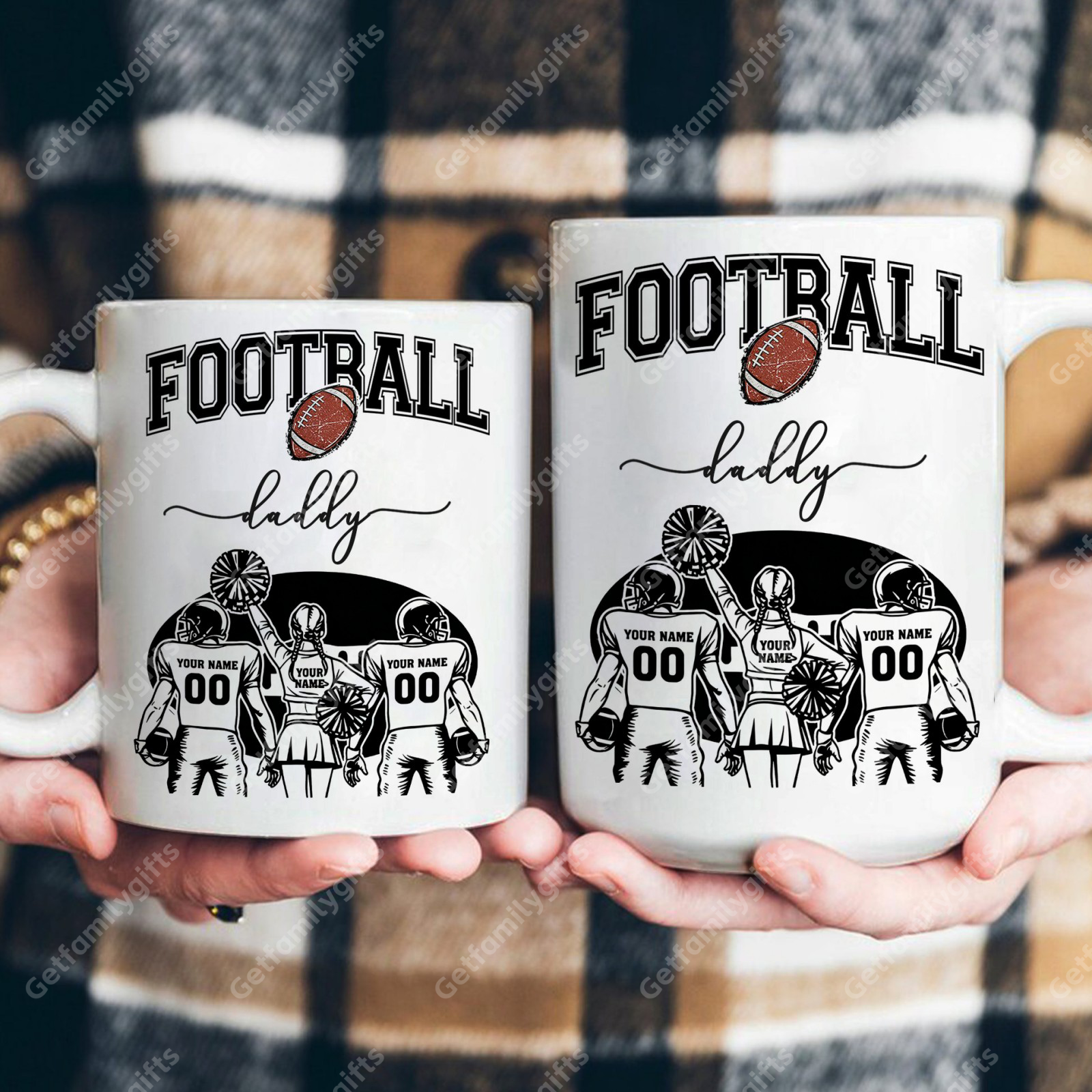 Custom Football Player Mug - Personalized Sports Design with Football Athlete Silhouette
