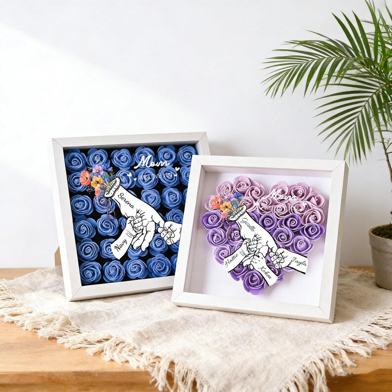 Custom Family Names Flower Frame Gift For Mom, Nana & Grandma