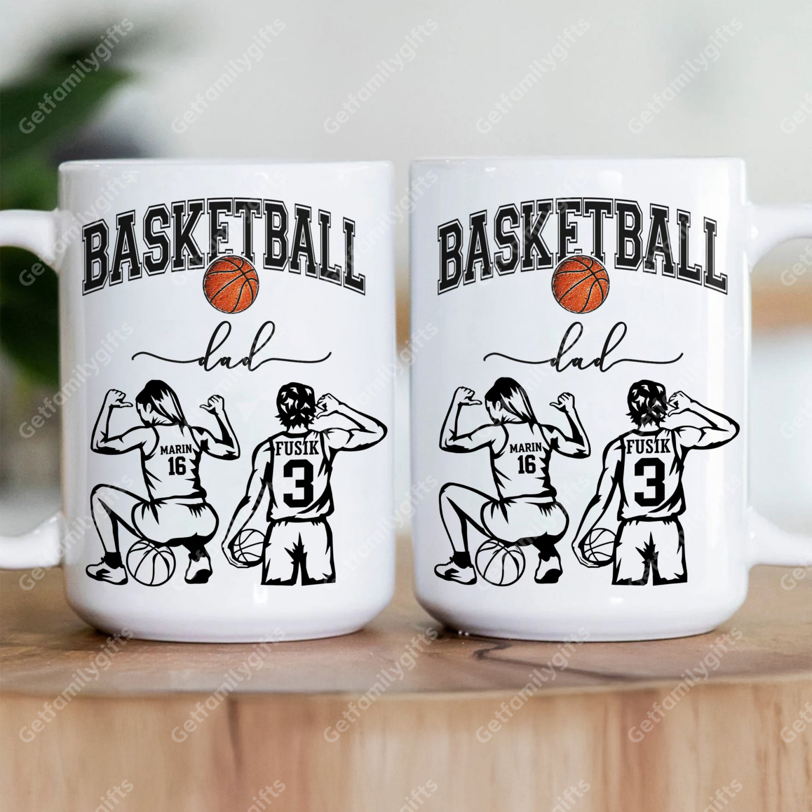 Custom Basketball Player Mug - Personalized Sports Design with Basketball Athlete Silhouette