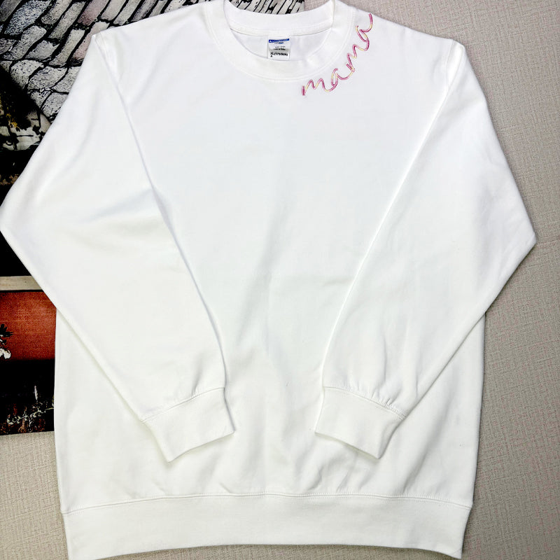 💖Custom Mama Colorful Embroidered Sweatshirt with Kids Names Sleeve
