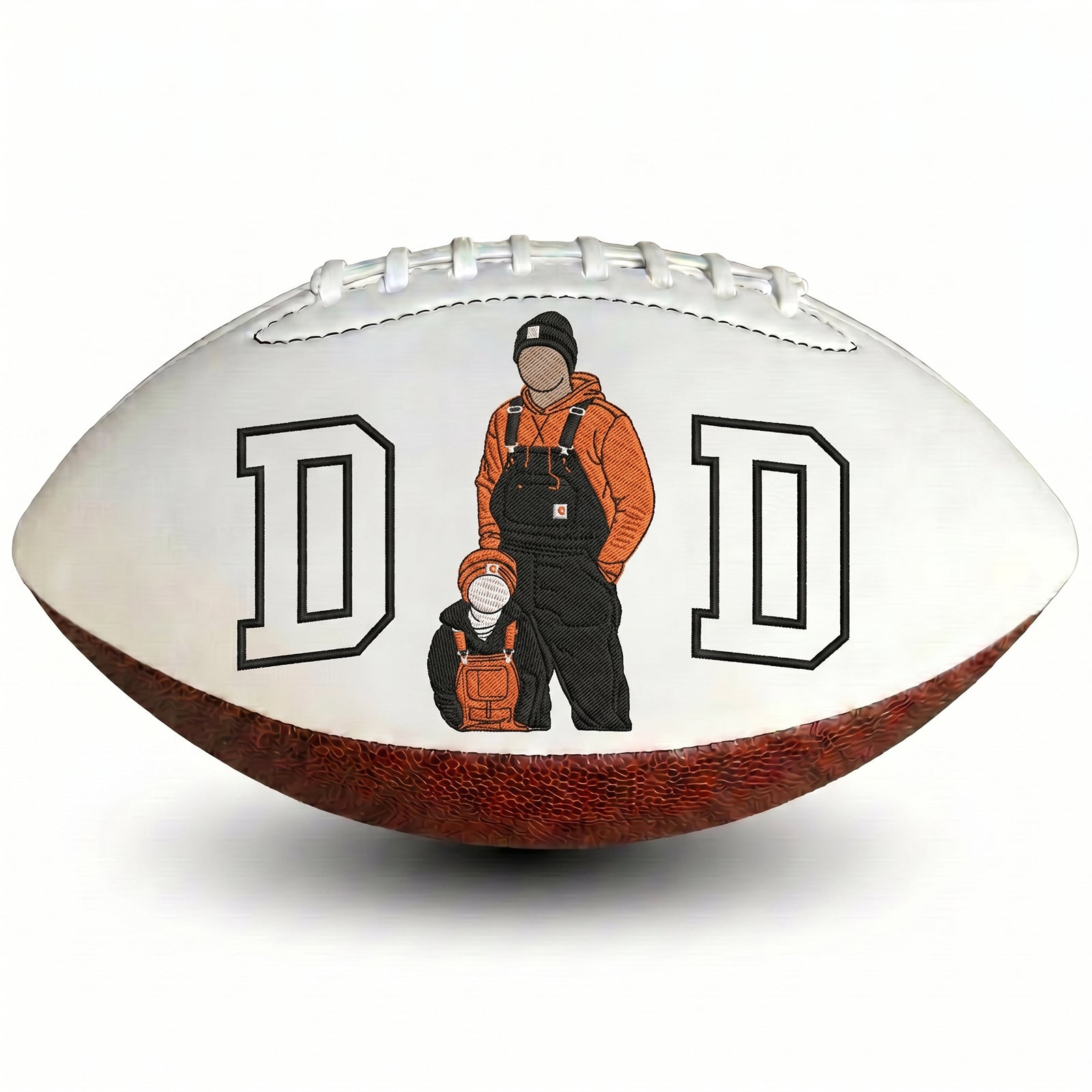Custom Embroidered Football with DAD Design – Choice of Full Color or Outline Photo – Father's Day Gift