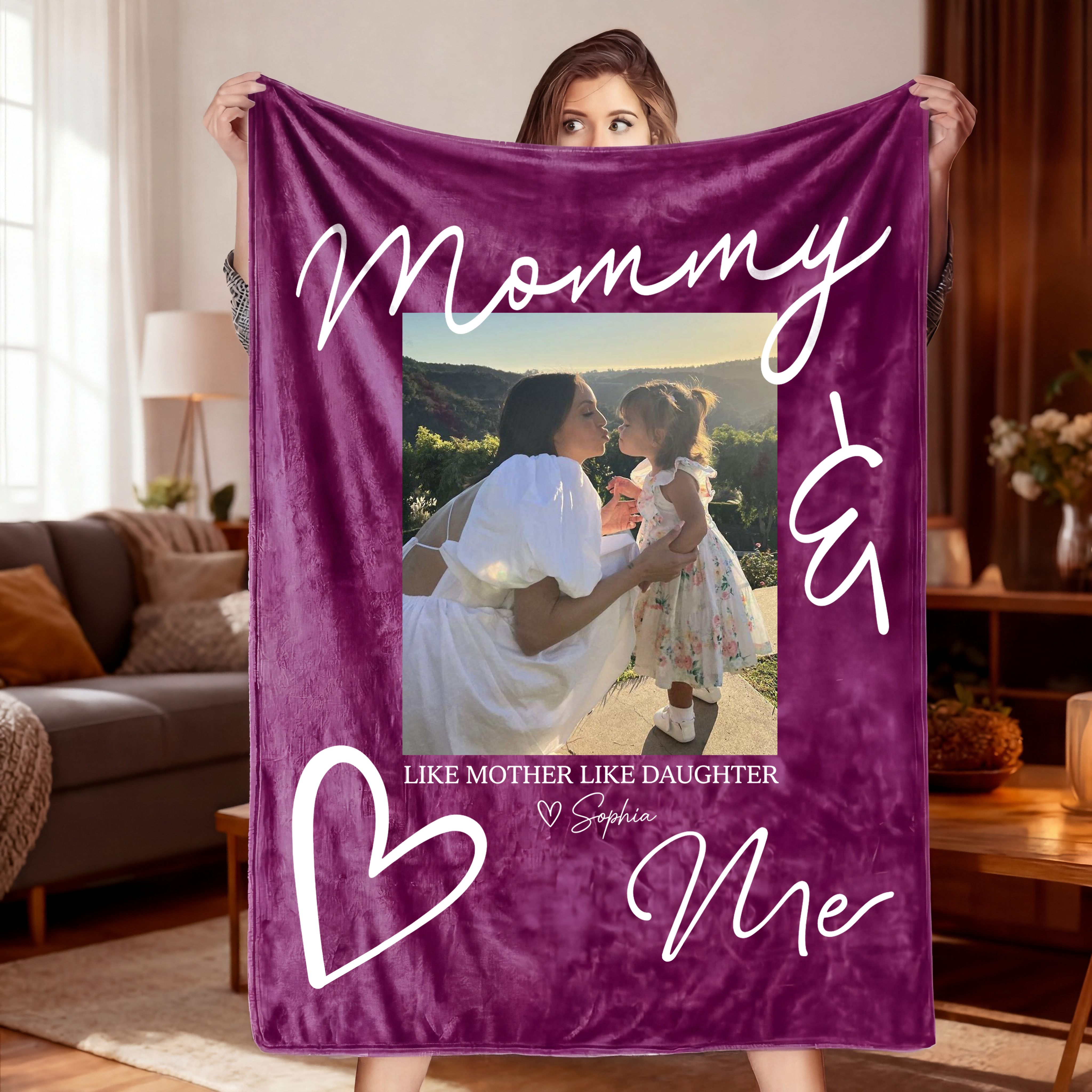 Custom Mother Daughter Photo Blanket – A Bond of Love