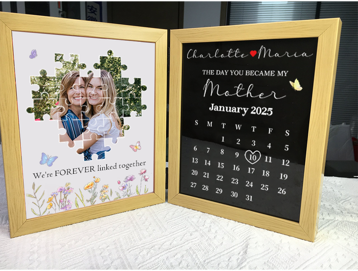 Cadre photo puzzle personnalisé Le jour où tu es devenue ma mère