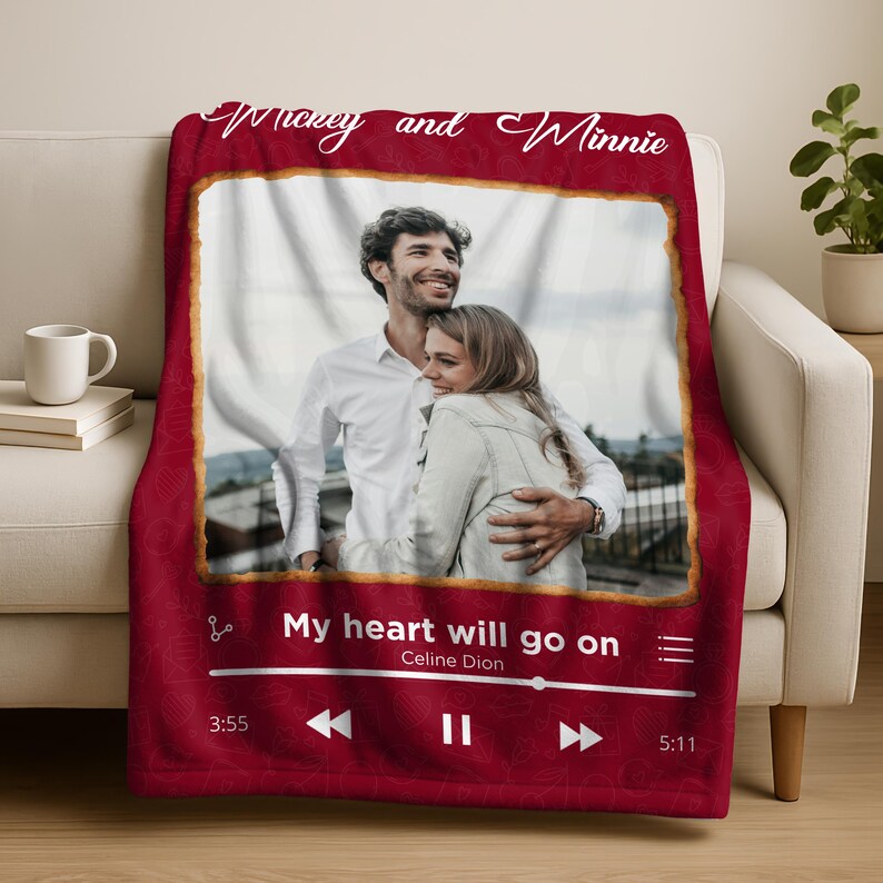Personalized Spotify Blanket Custom Photo Gift, Blanket, Couple Anniversary Gift, Christmas Gift for Boyfriend Girlfriend, Throw Blanket