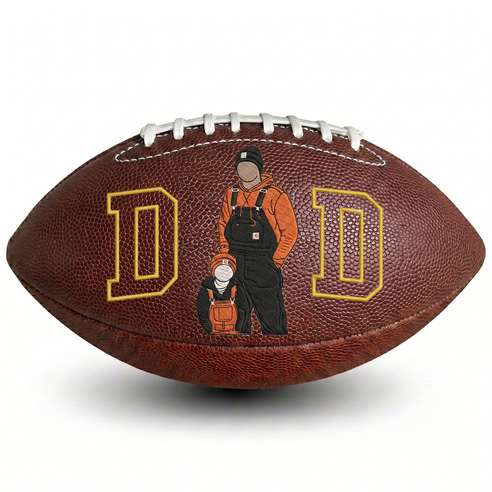 Custom Embroidered Football with DAD Design – Choice of Full Color or Outline Photo – Father's Day Gift