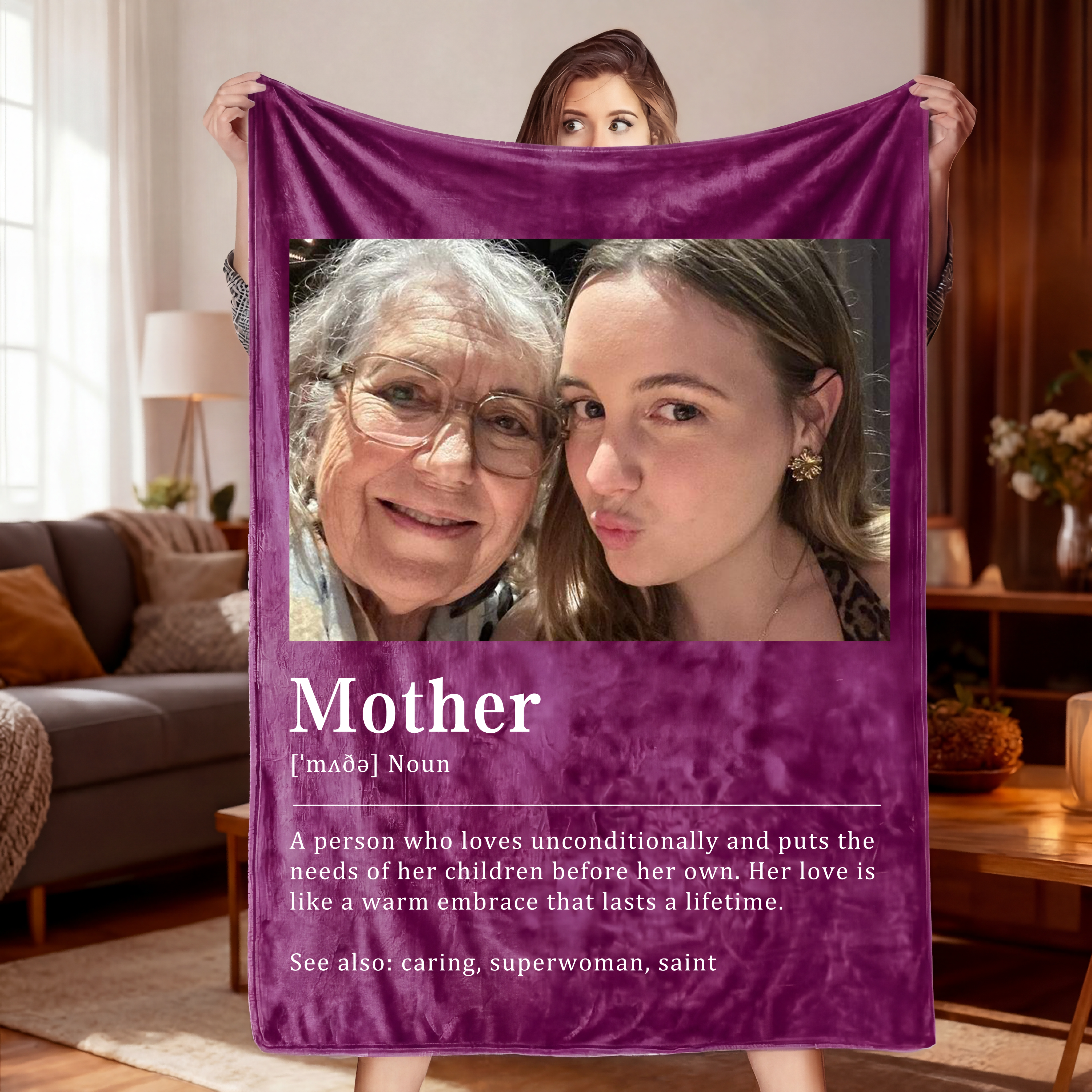 Custom Grandma Photo Blanket – A Hug of Love