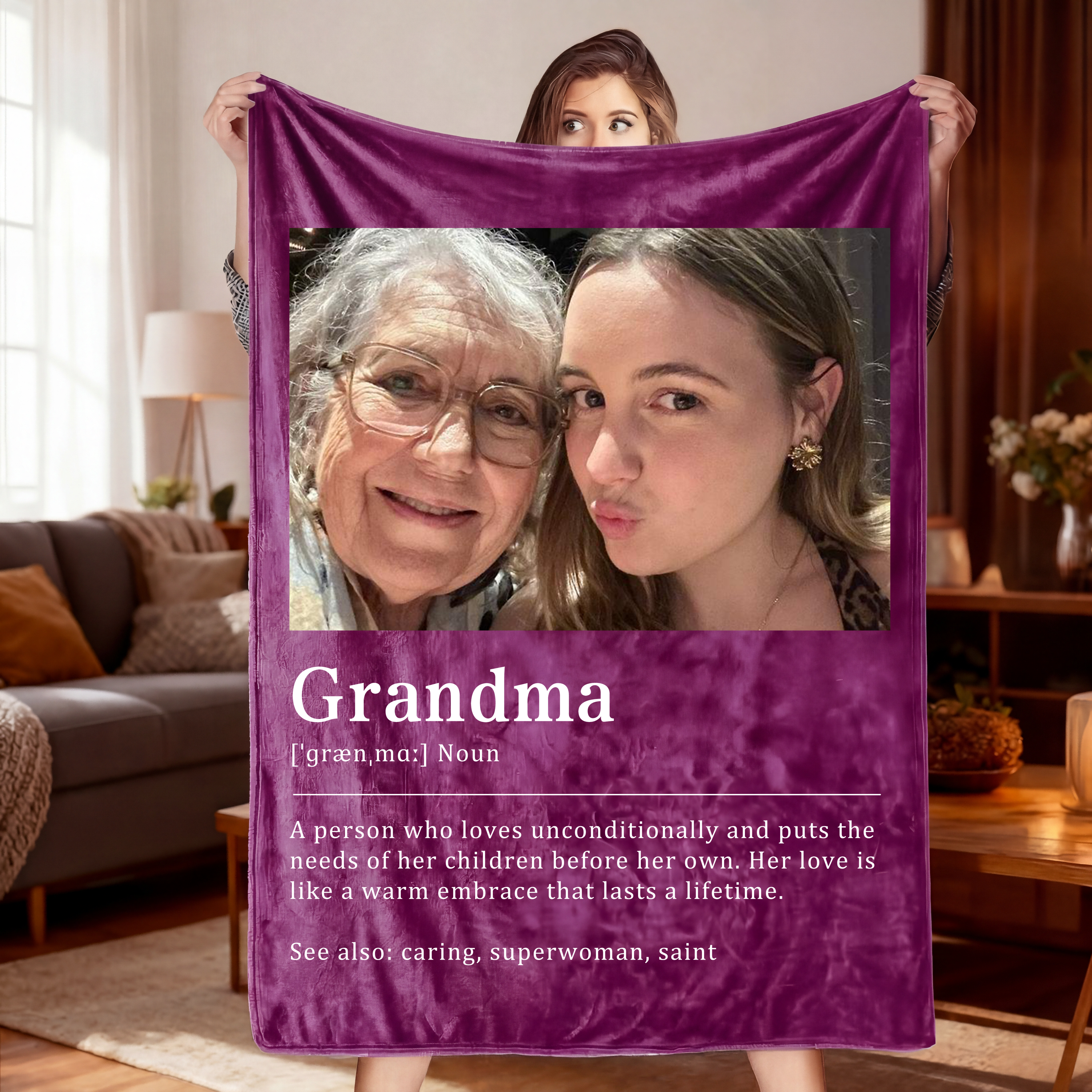 Custom Grandma Photo Blanket – A Hug of Love