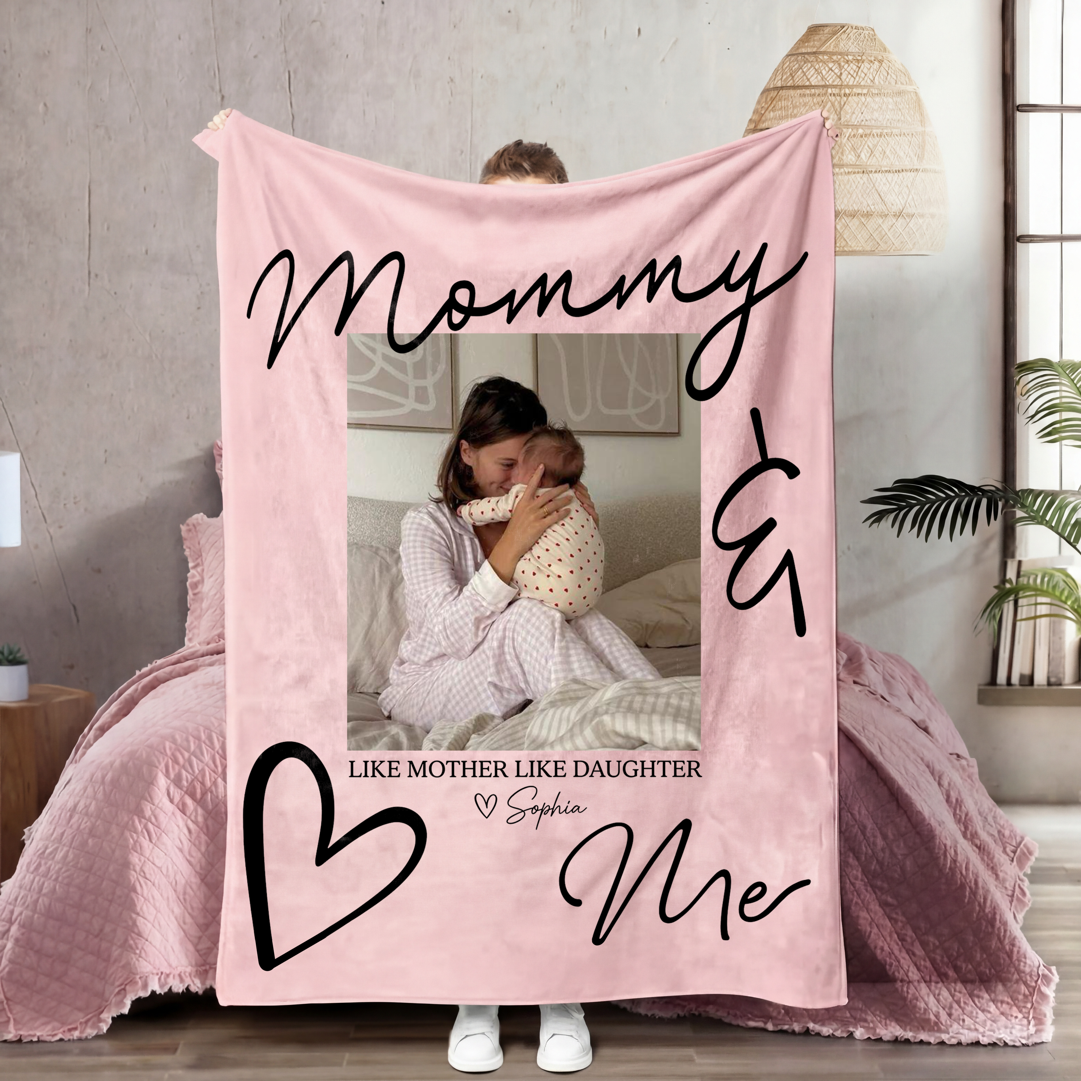 Custom Mother Daughter Photo Blanket – A Bond of Love