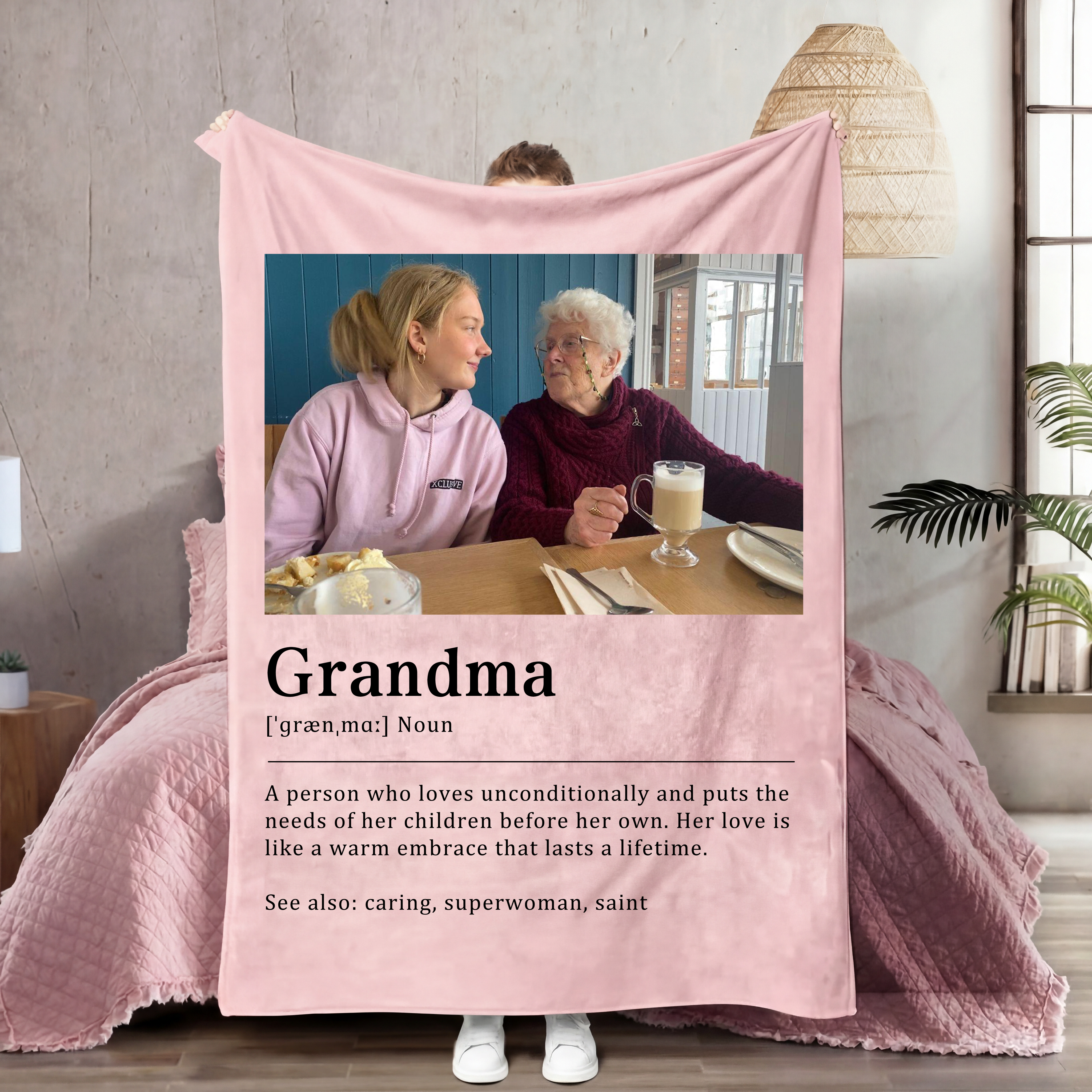 Custom Grandma Photo Blanket – A Hug of Love