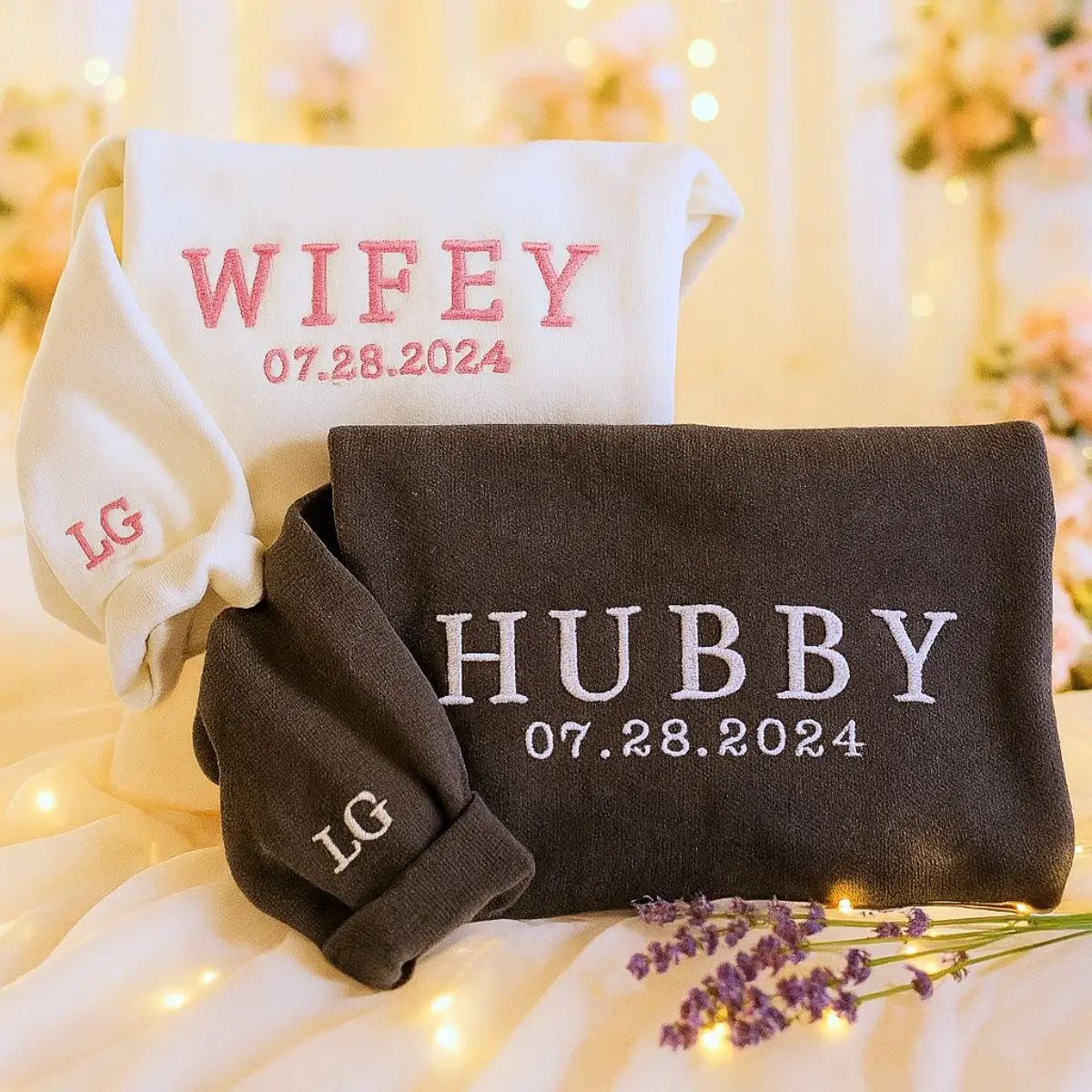 Customized Wifey and Hubby Sweatshirts, Personalized Wifey Sweater, Gift Ideas For Married Couples