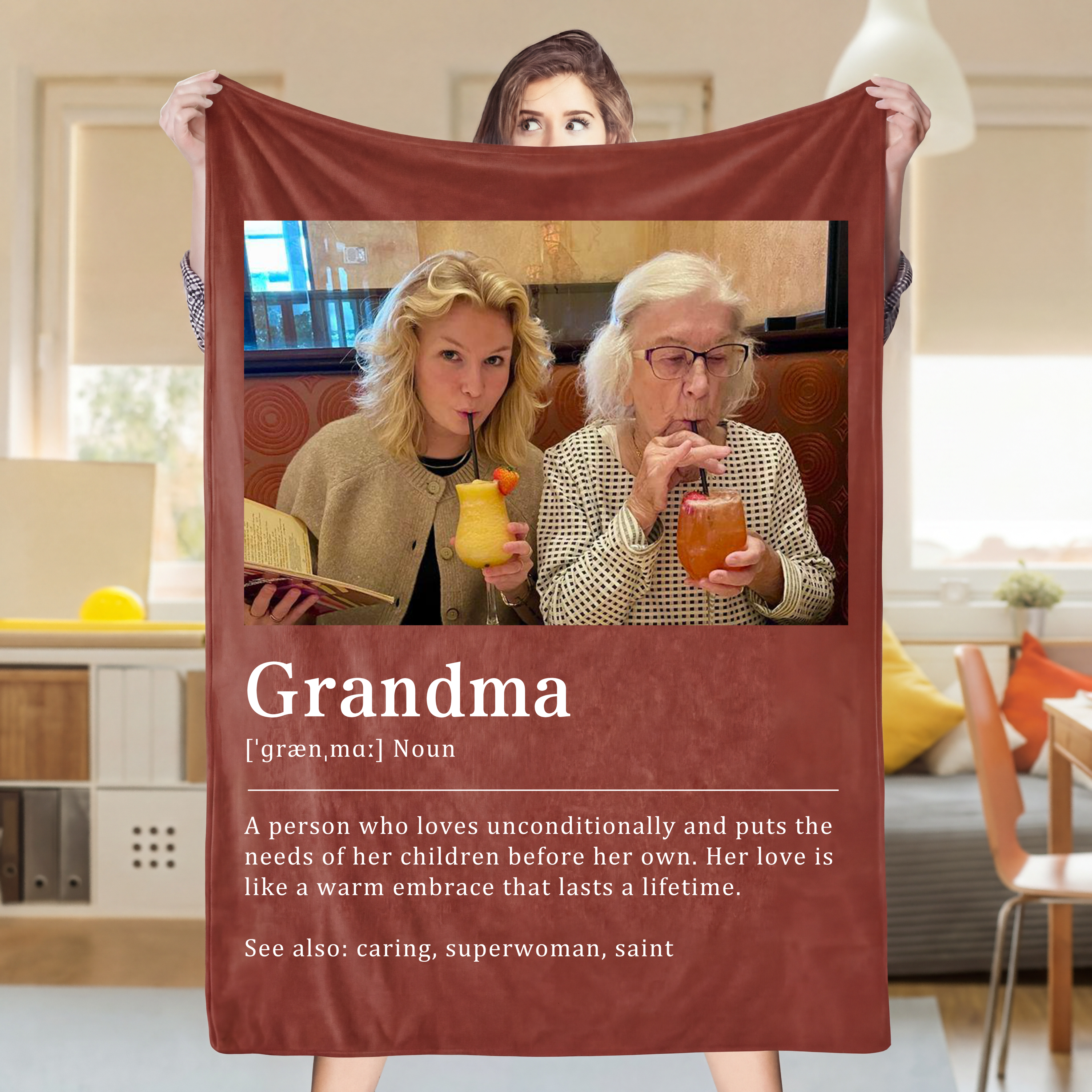 Custom Grandma Photo Blanket – A Hug of Love