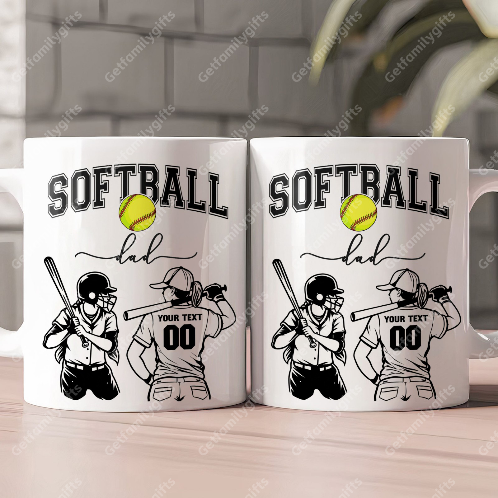 Custom Softball Player Mug - Personalized Sports Design with Softball Athlete Silhouette