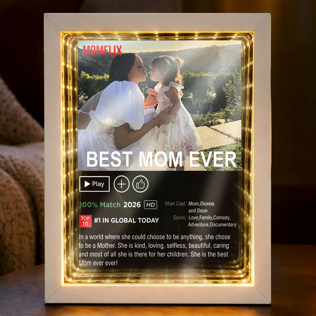 Custom Momflix Movie Photo Mirror Light box - Mother's Day Gift