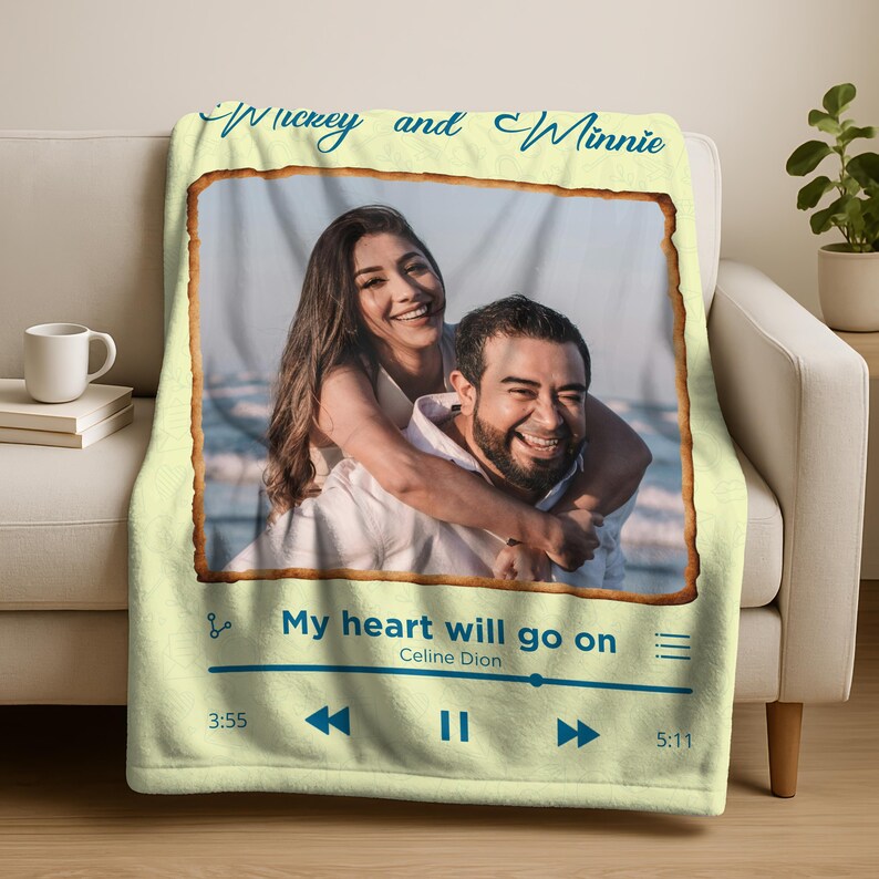 Personalized Spotify Blanket Custom Photo Gift, Blanket, Couple Anniversary Gift, Christmas Gift for Boyfriend Girlfriend, Throw Blanket