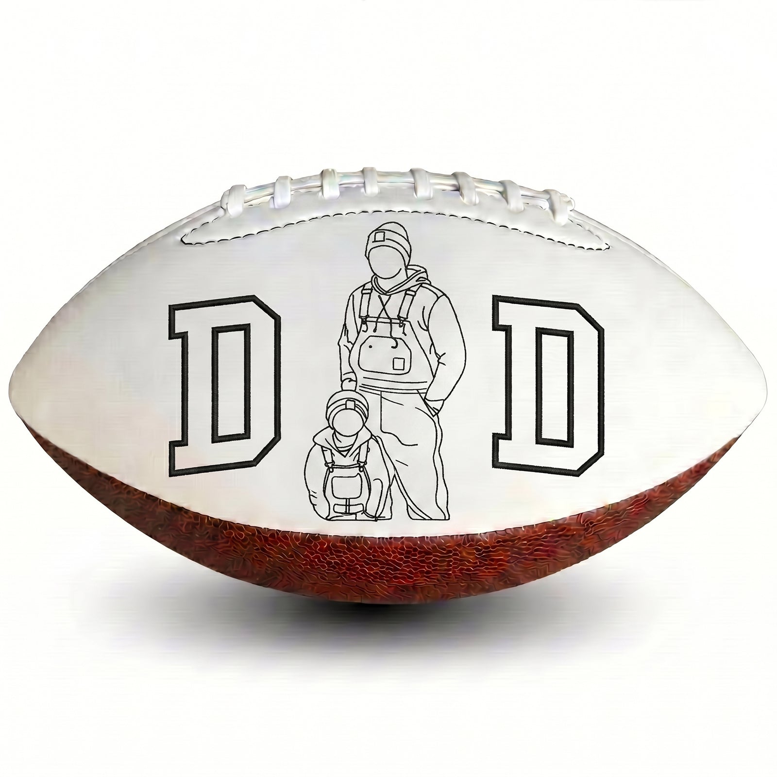 Custom Embroidered Football with DAD Design – Choice of Full Color or Outline Photo – Father's Day Gift