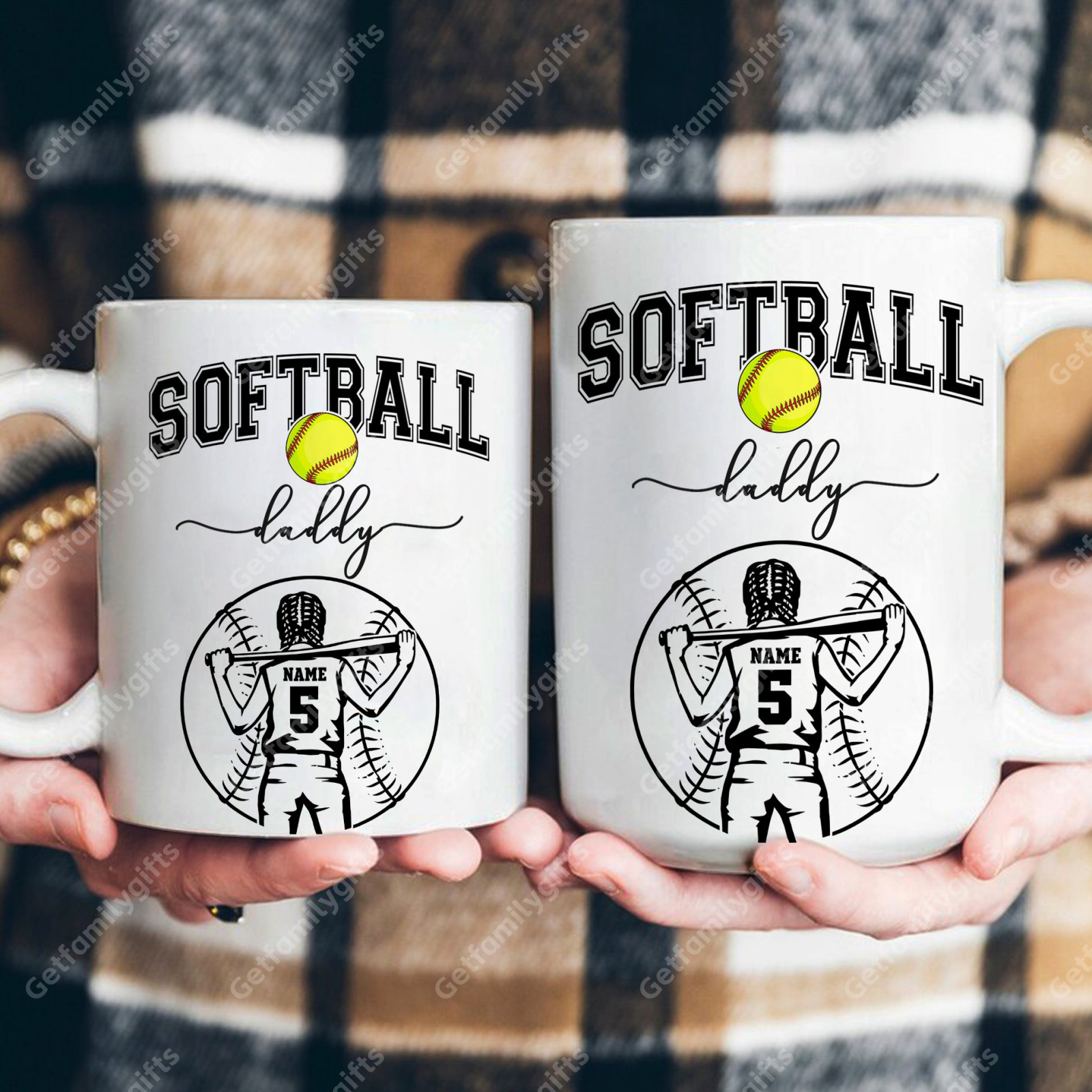 Custom Softball Player Mug - Personalized Sports Design with Softball Athlete Silhouette