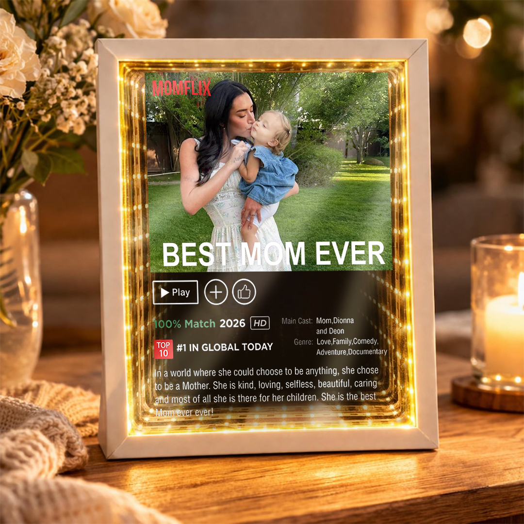 Custom Momflix Movie Photo Mirror Light box - Mother's Day Gift