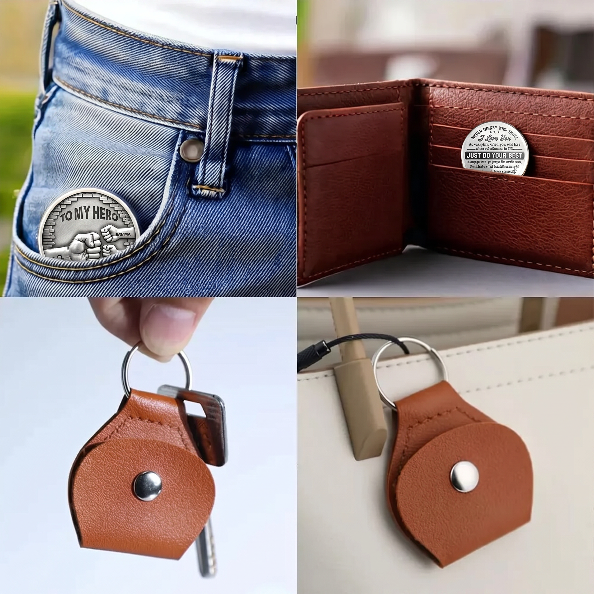 Top Dad Fist Personalized Custom Pocket Hug Coin-Father's Day Gift