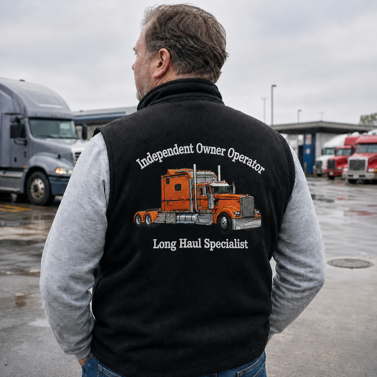 Custom Big Truck Embroidered Vest with Company Info Custom Trucker Workwear
