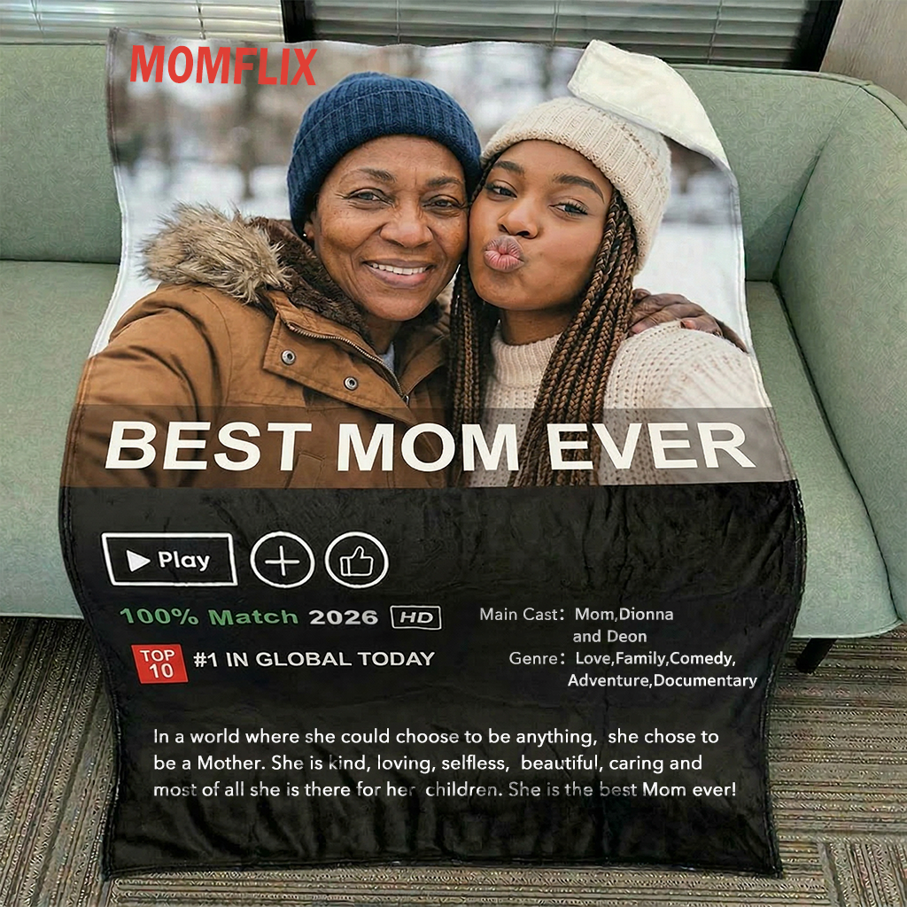 ⭐️Custom MOMFLIX Movie Photo Blanket: The Perfect Mother's Day Gift