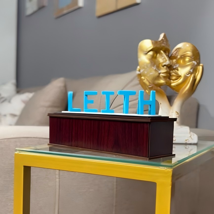 Custom Dual Name 3D Printing Flip Name With Wood Display Box