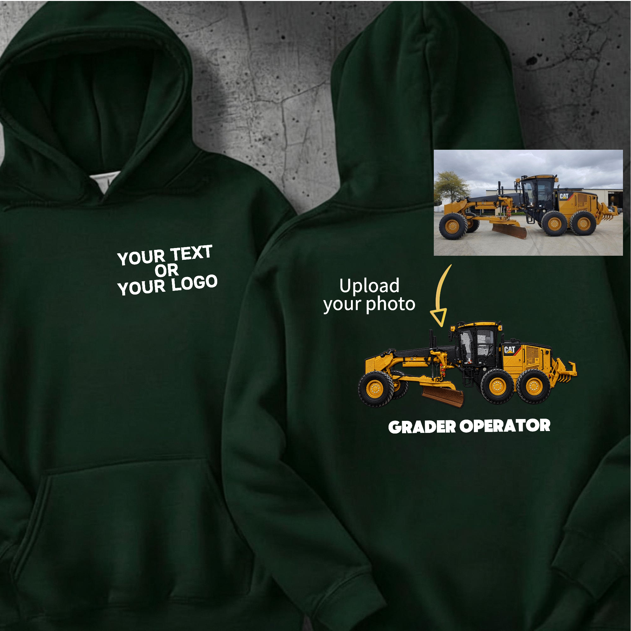 Custom Embroidered Construction Vehicles Car Hoodie (Back Design)—The Perfect Gift For Car Enthusiasts, Boyfriends, Or Dads