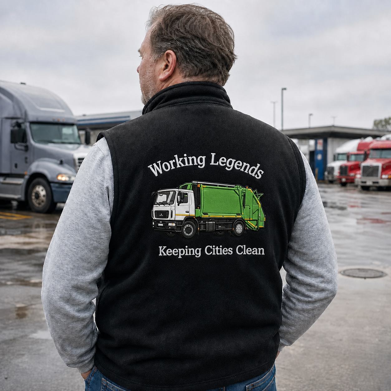 Custom Big Truck Embroidered Vest with Company Info Custom Trucker Workwear